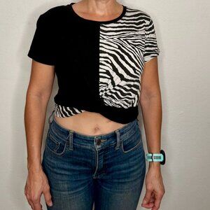 Black & White Crop Top Zebra Print